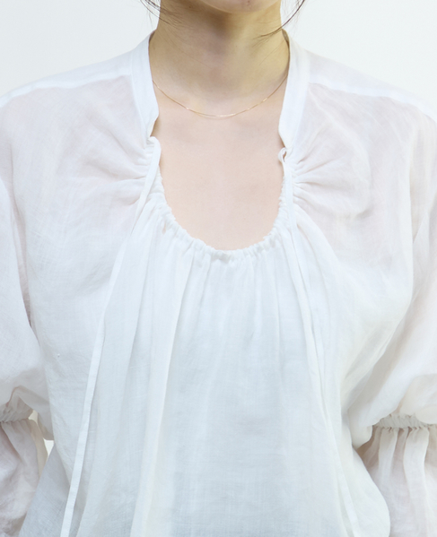 ラミーネックギャザーブラウス 詳細画像 ホワイト 12