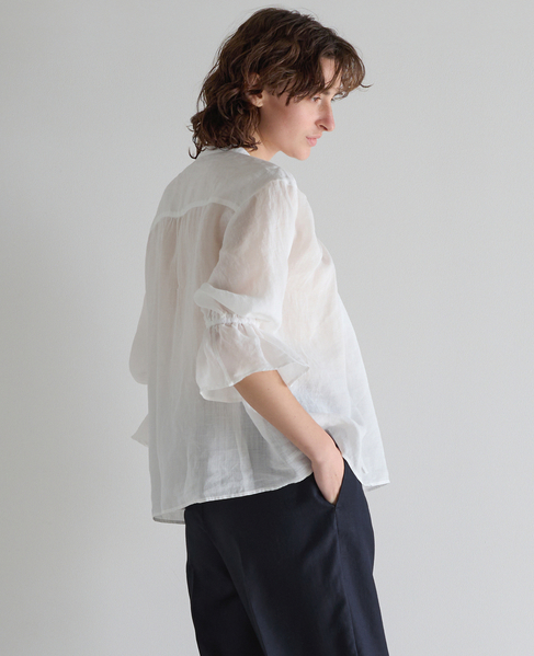 ラミーネックギャザーブラウス 詳細画像 ホワイト 2
