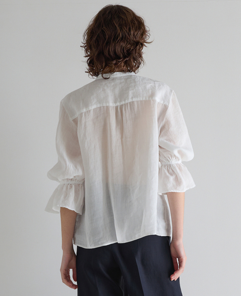 ラミーネックギャザーブラウス 詳細画像 ホワイト 3