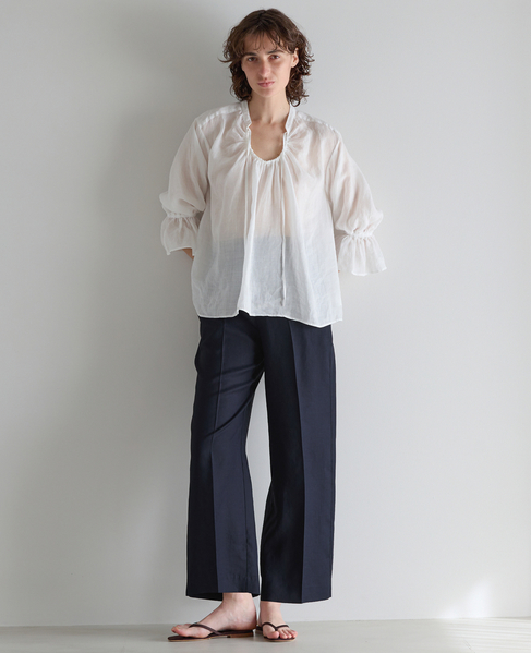 ラミーネックギャザーブラウス 詳細画像 ホワイト 4