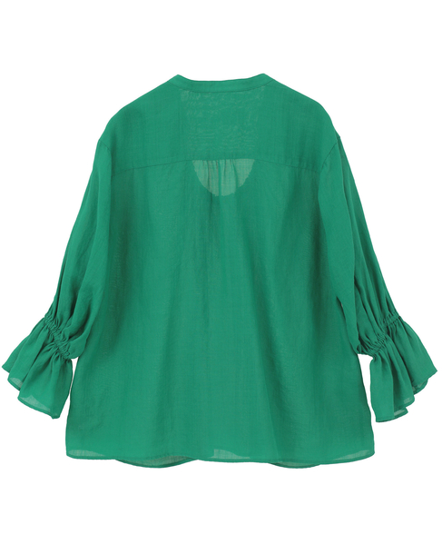 ラミーネックギャザーブラウス 詳細画像 グリーン 2