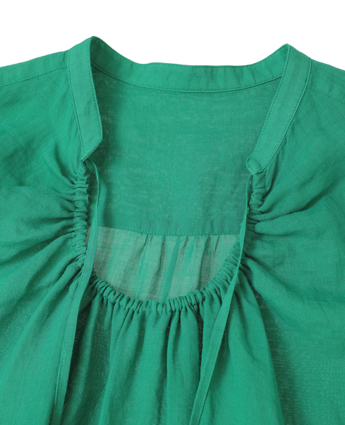 ラミーネックギャザーブラウス 詳細画像 グリーン 3