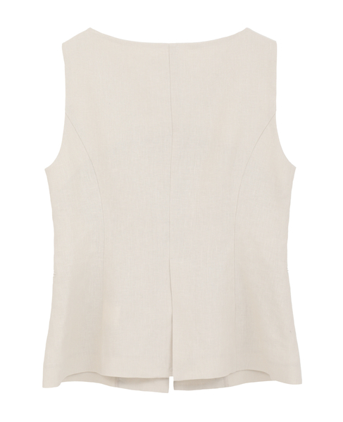 リネンストレッチボートジレ（セットアップ可） 詳細画像 オフ 2