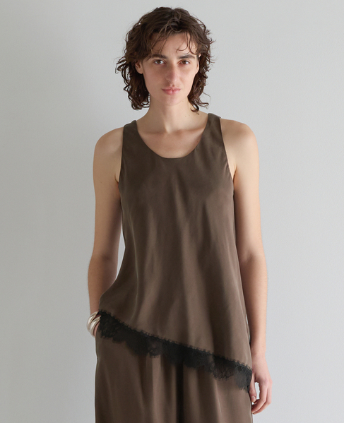 キュプラフィブリルシャンブレーレースタンク（セットアップ可） 詳細画像 ダークブラウン 1