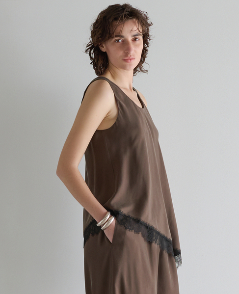 キュプラフィブリルシャンブレーレースタンク（セットアップ可） 詳細画像 ダークブラウン 2