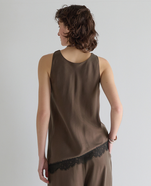 キュプラフィブリルシャンブレーレースタンク（セットアップ可） 詳細画像 ダークブラウン 3