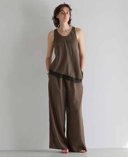 キュプラフィブリルシャンブレーレースタンク（セットアップ可） 詳細画像 ダークブラウン 4