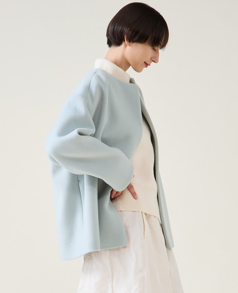 ノーカラーコート 詳細画像 サックス 2