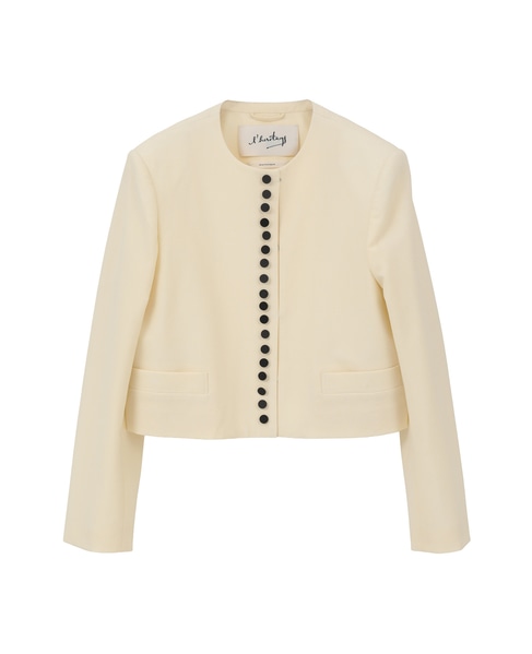 【l’heritage martinique/レリタージュ マルティニーク】T/W 2WAYストレッチクルーネックジャケット 詳細画像 ホワイト 1