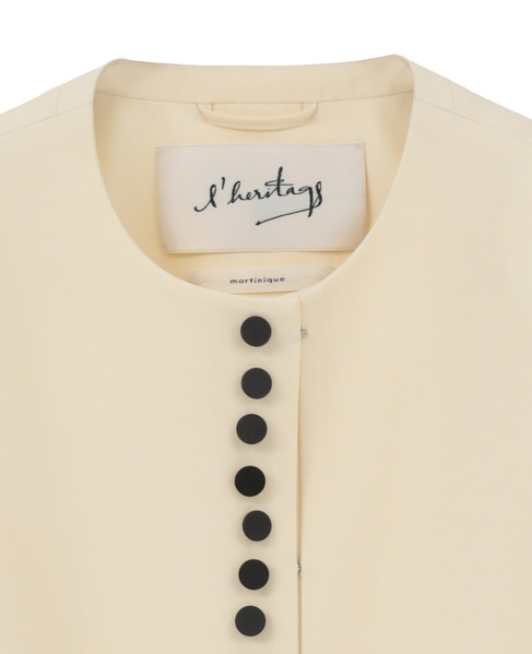 【l’heritage martinique/レリタージュ マルティニーク】T/W 2WAYストレッチクルーネックジャケット 詳細画像 ホワイト 3