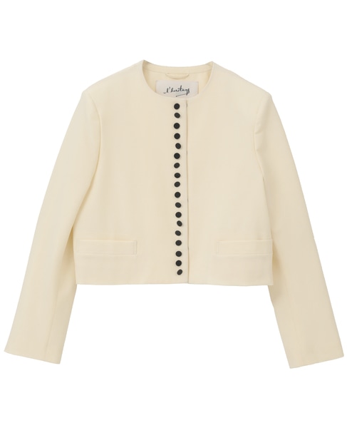 【l’heritage martinique/レリタージュ マルティニーク】T/W 2WAYストレッチクルーネックジャケット 詳細画像 ホワイト 9