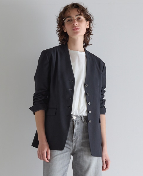 ノーカラージャケット（セットアップ可） 詳細画像 ネイビー 1