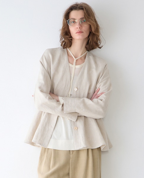 ソフトリネンタックジャケット（セットアップ可） 詳細画像 生成り 2