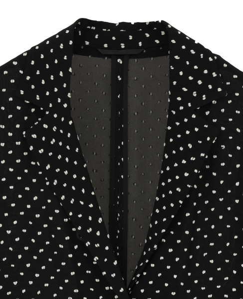 【l’heritage martinique/レリタージュ マルティニーク】ドットカットジャガードジャケット（セットアップ可） 詳細画像 ブラック×オフ 3