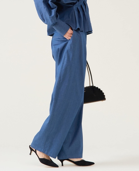 デニムカーブシルエットパンツ（セットアップ可） 詳細画像 ブルー 2