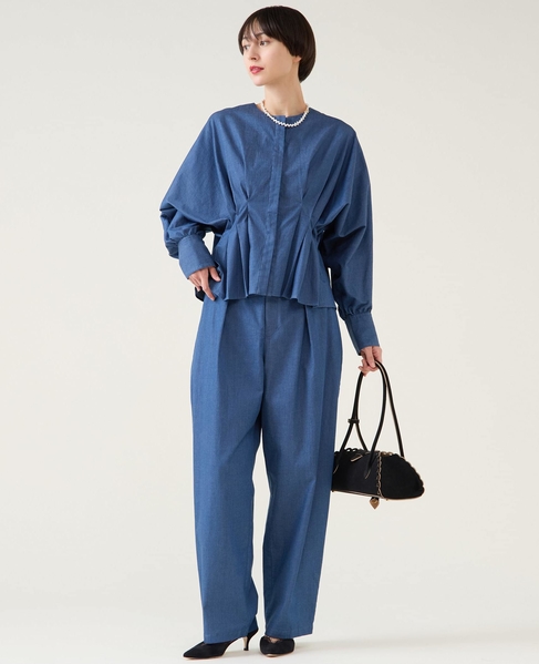 デニムカーブシルエットパンツ（セットアップ可） 詳細画像 ブルー 3