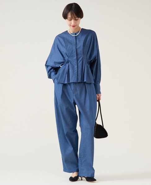 デニムカーブシルエットパンツ（セットアップ可） 詳細画像 ブルー 4