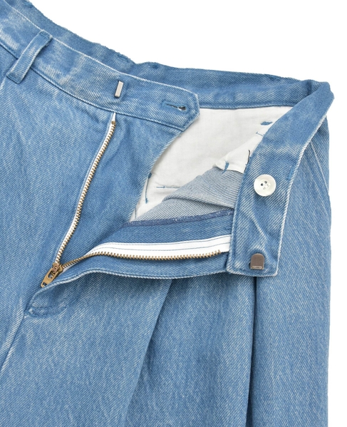 【l’heritage martinique/レリタージュ マルティニーク】ウォッシュドブリーチデニムバミューダパンツ 詳細画像 インディゴ 5