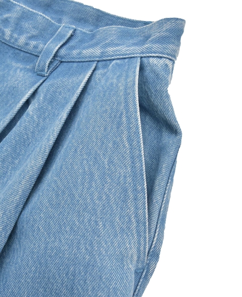 【l’heritage martinique/レリタージュ マルティニーク】ウォッシュドブリーチデニムバミューダパンツ 詳細画像 インディゴ 6