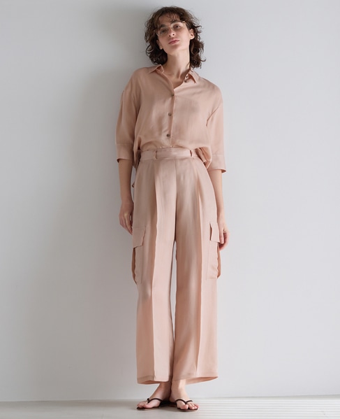 シルキーキュプラカーゴパンツ（セットアップ可） 詳細画像 ピンク 4