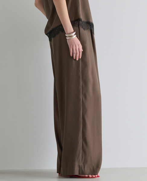 キュプラフィブリルシャンブレーイージーパンツ（セットアップ可） 詳細画像 ダークブラウン 2