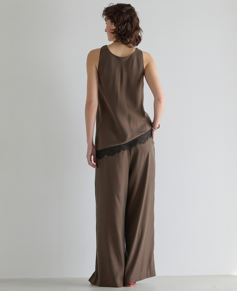 キュプラフィブリルシャンブレーイージーパンツ（セットアップ可） 詳細画像 ダークブラウン 7