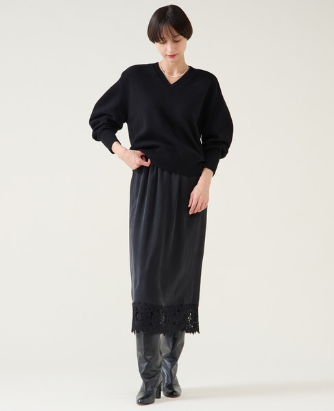 キュプラリバーレーススカート（セットアップ可） 詳細画像 ブラック 8