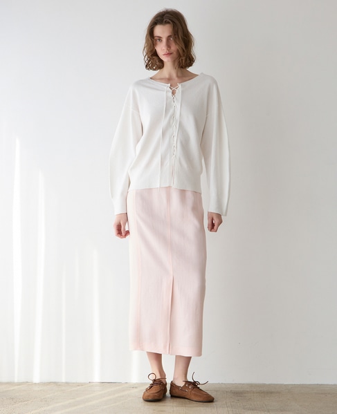 スラブペンシルラインスカート 詳細画像 ピンク 3