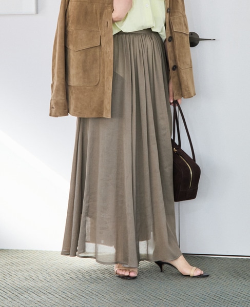 《コラボ》川上さやかさん×martinique メッシュスカート 詳細画像 カーキ 2