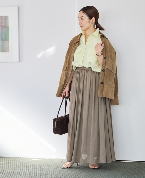 《コラボ》川上さやかさん×martinique メッシュスカート 詳細画像 カーキ 4