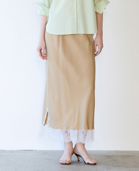 リバーレースバイヤススカート 詳細画像 キャメル 2