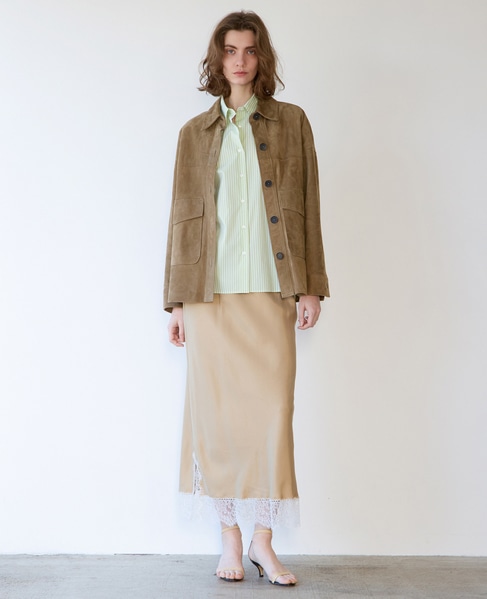 リバーレースバイヤススカート 詳細画像 キャメル 4
