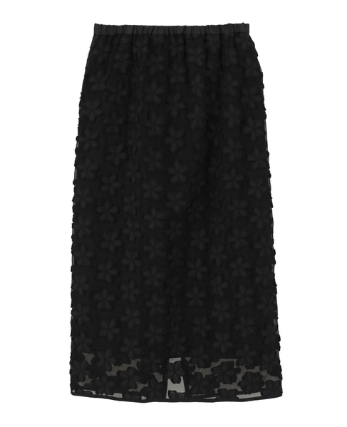 フラワージャガードIラインスカート 詳細画像 ブラック 1