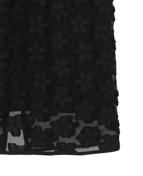 フラワージャガードIラインスカート 詳細画像 ブラック 4