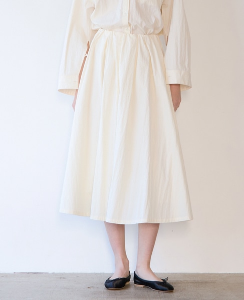ウェザークロス/ストライプギャザースカート（セットアップ可） 詳細画像 ホワイト 1