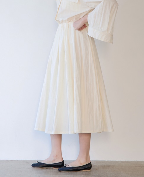 ウェザークロス/ストライプギャザースカート（セットアップ可） 詳細画像 ホワイト 2