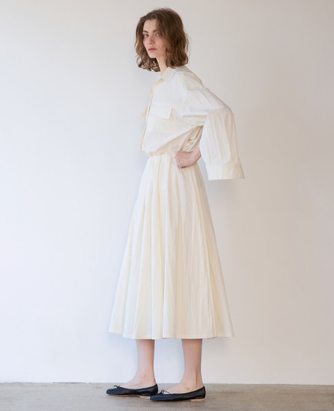 ウェザークロス/ストライプギャザースカート（セットアップ可） 詳細画像 ホワイト 5