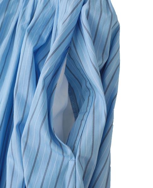 ウェザークロス/ストライプギャザースカート（セットアップ可） 詳細画像 ブルーストライプ 7