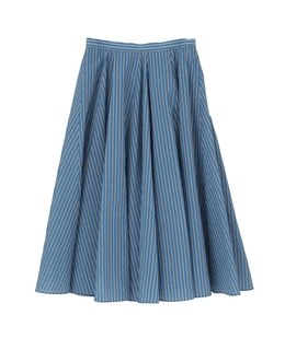 【l’heritage martinique/レリタージュ マルティニーク】コージーストライプフレアミディスカート（セットアップ可）