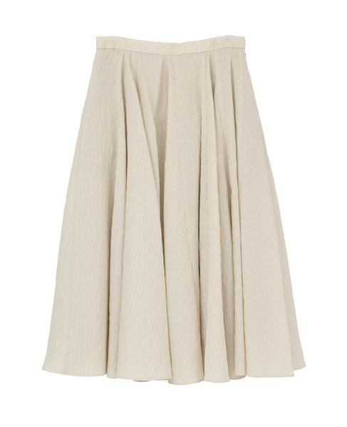 【l’heritage martinique/レリタージュ マルティニーク】コージーストライプフレアミディスカート（セットアップ可） 詳細画像 ベージュ 1