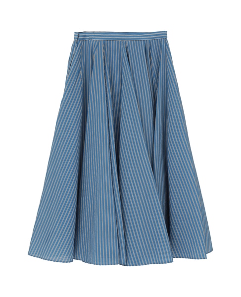 【l’heritage martinique/レリタージュ マルティニーク】コージーストライプフレアミディスカート（セットアップ可） 詳細画像 ブルー 2