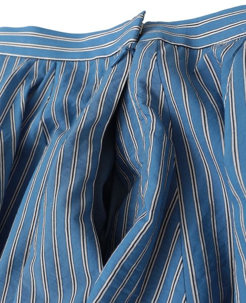 【l’heritage martinique/レリタージュ マルティニーク】コージーストライプフレアミディスカート（セットアップ可） 詳細画像 ブルー 4