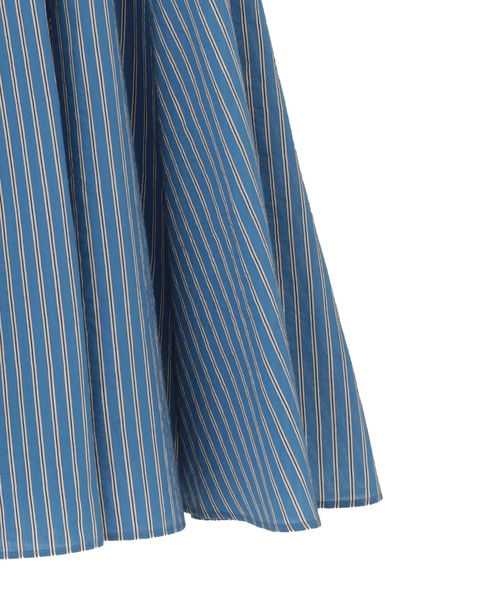 【l’heritage martinique/レリタージュ マルティニーク】コージーストライプフレアミディスカート（セットアップ可） 詳細画像 ブルー 6