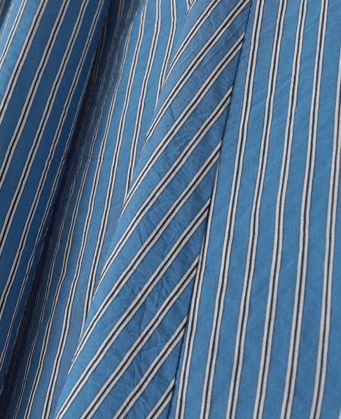 【l’heritage martinique/レリタージュ マルティニーク】コージーストライプフレアミディスカート（セットアップ可） 詳細画像 ブルー 7