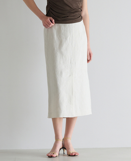 リネンストレッチボートフロントスリットスカート（セットアップ可）