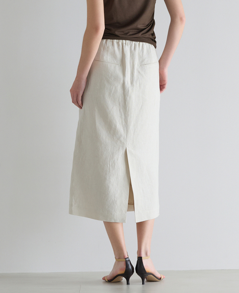 リネンストレッチボートフロントスリットスカート（セットアップ可） 詳細画像 オフ 3