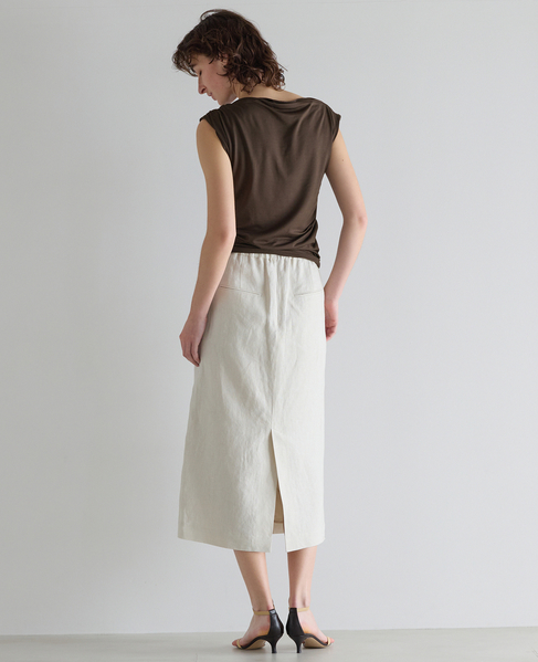 リネンストレッチボートフロントスリットスカート（セットアップ可） 詳細画像 オフ 7