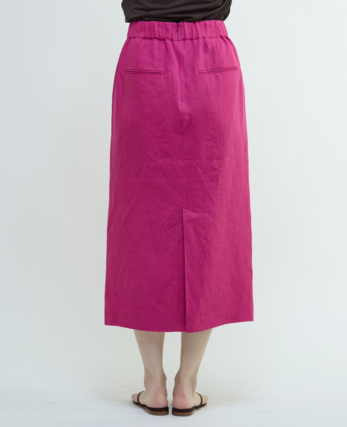 リネンストレッチボートフロントスリットスカート（セットアップ可） 詳細画像 ピンク 10