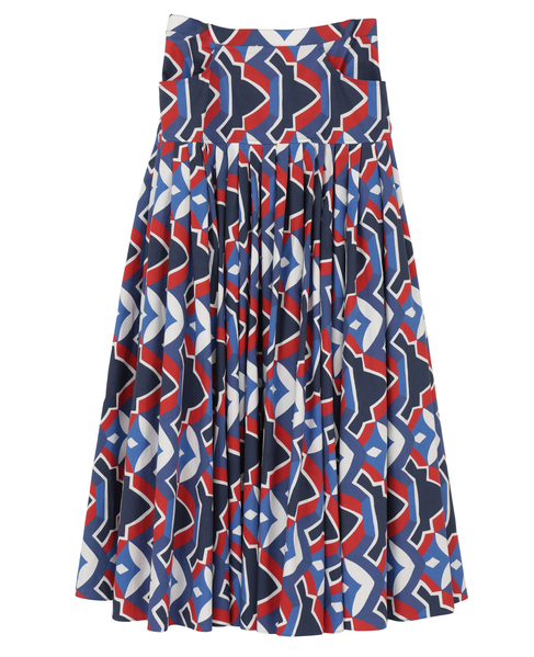 【l’heritage martinique/レリタージュ マルティニーク】アールデコ・タイルボリュームスカート 詳細画像 ブルー×レッド 1
