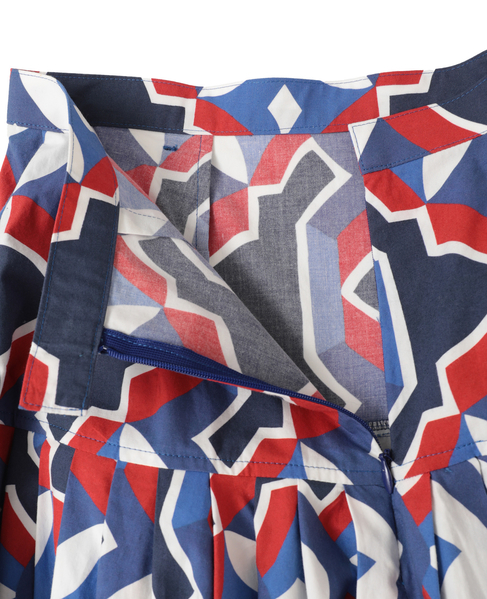 【l’heritage martinique/レリタージュ マルティニーク】アールデコ・タイルボリュームスカート 詳細画像 ブルー×レッド 4